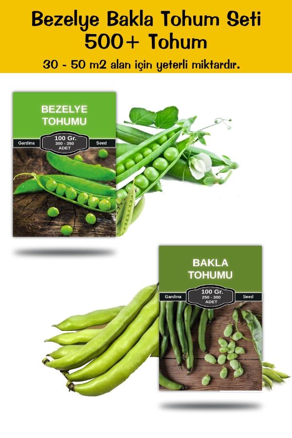 Tohum Paketi Bezelye , Bakla Tohumu 500 Tohum 200 Gr. - 1